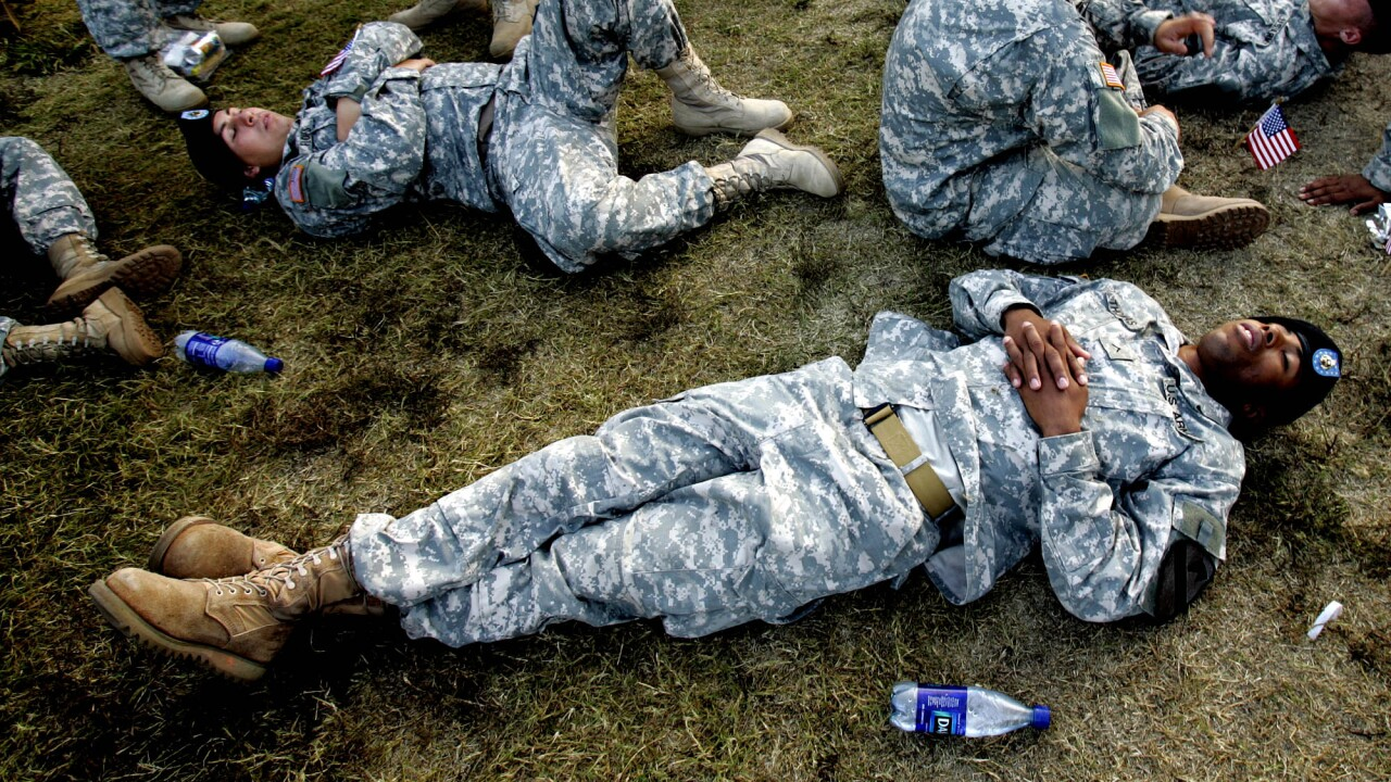 A photo showing how the army uses sleep technique to get quality sleep.