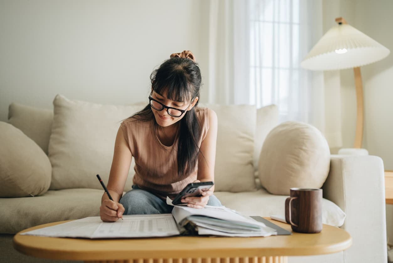 A girl doing her homework